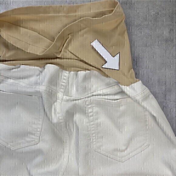 Indigo Blue Jeans Women XL Cream Stretchy Maternity Crossover Panel Skinny Pants - Picture 10 of 12